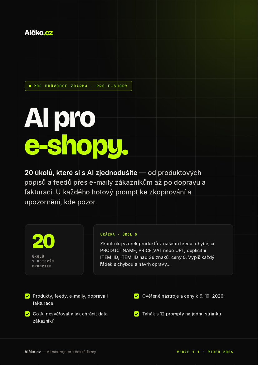 Obálka: AI pro e-shopy: průvodce úkolů a promptů
