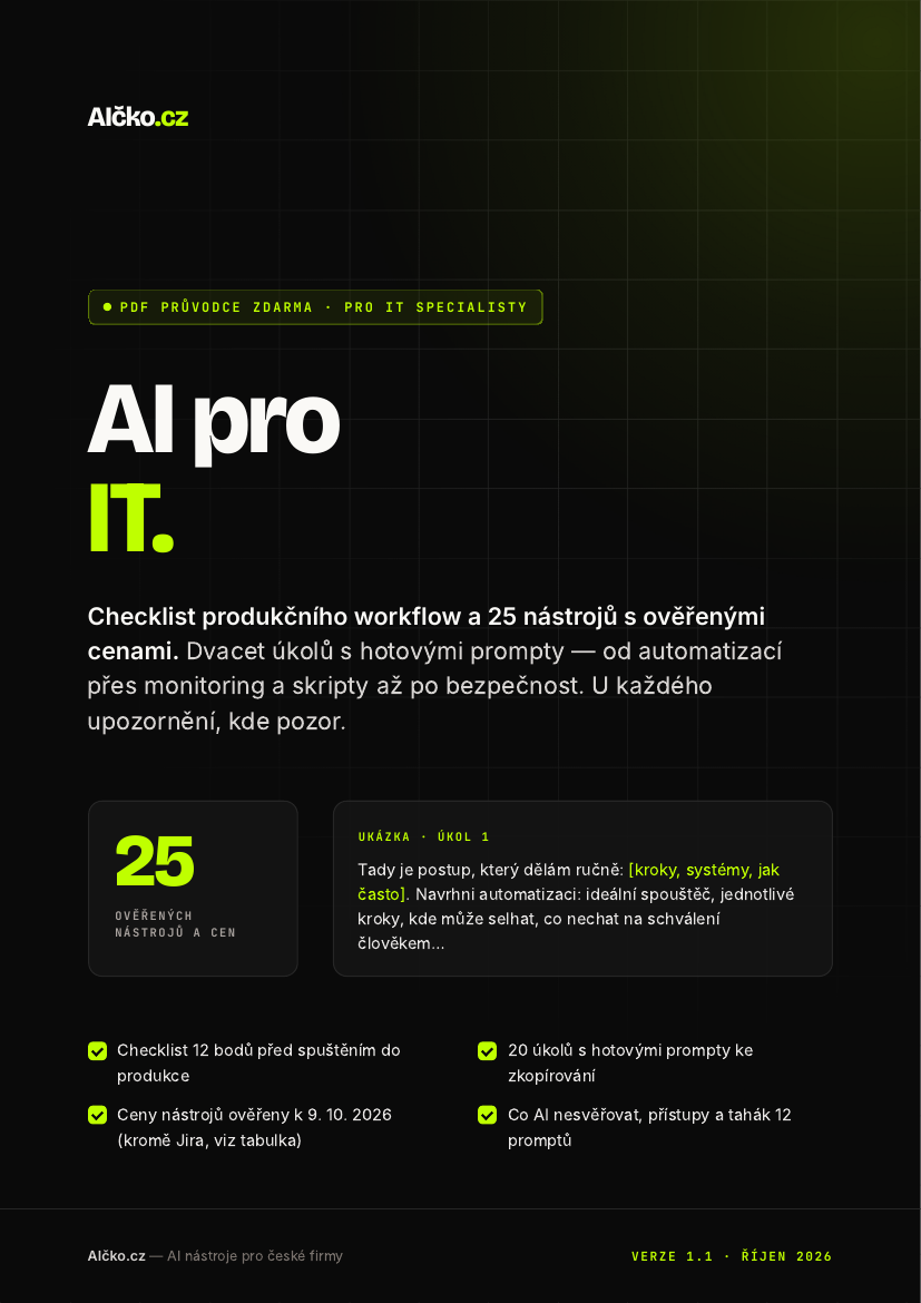 Obálka: AI pro IT: checklist produkčního workflow a 25 nástrojů